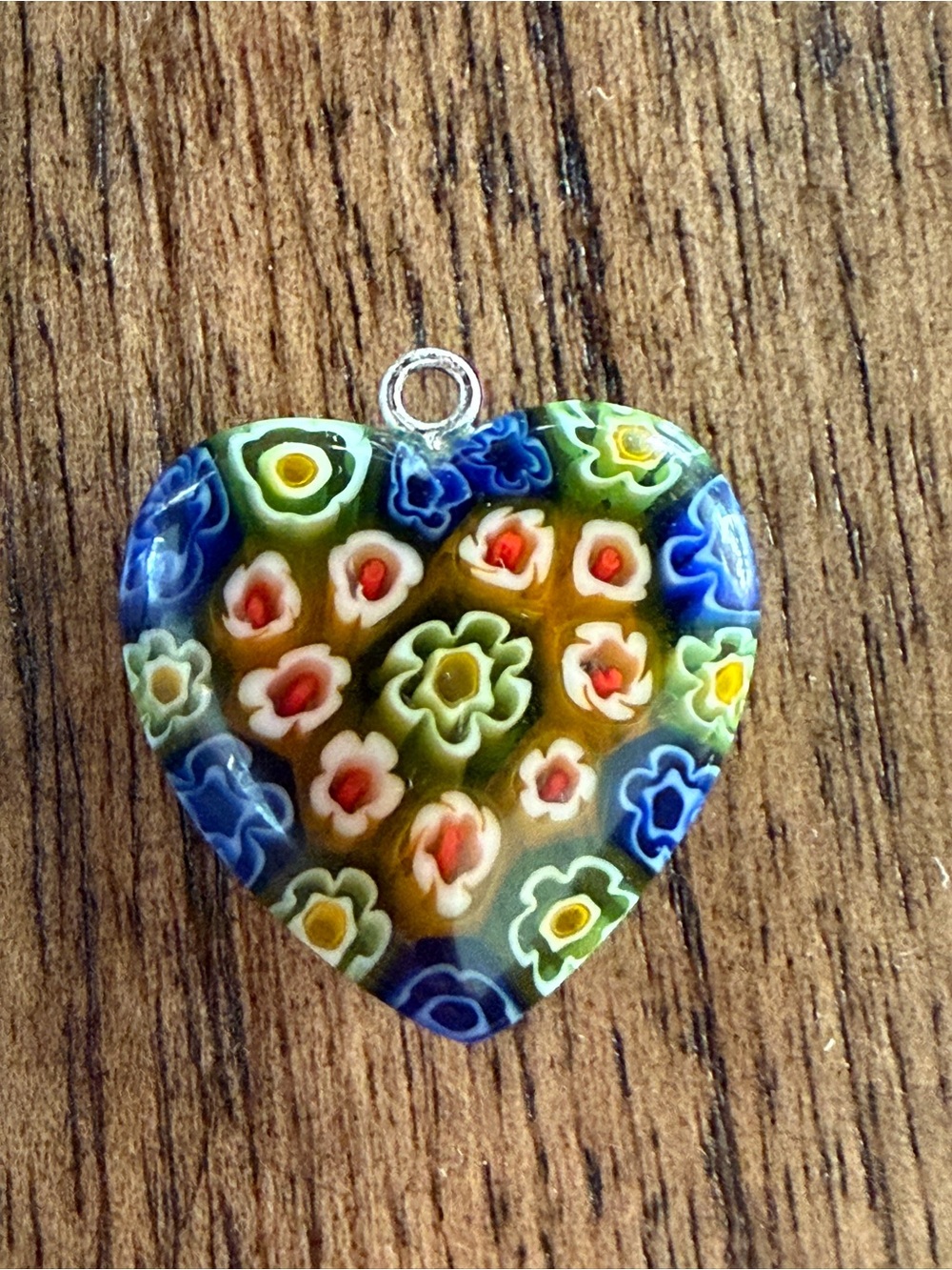 Vintage Murano Millefiori Heart Pendant